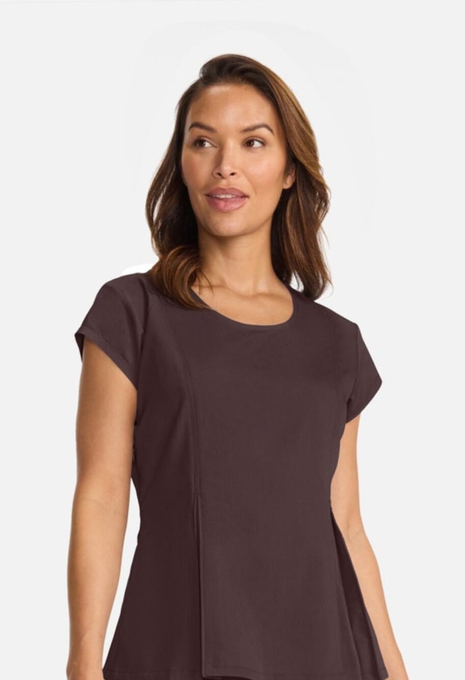 Medelita Women's Crew Neck Pleated Peplum Scrub Top Size XL